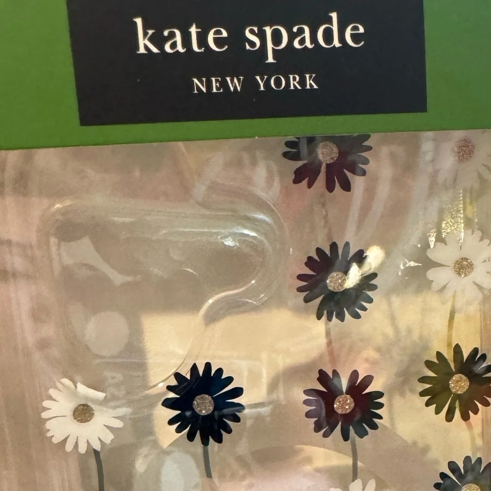 kate spade clear w/ Black&White Floral w/ tiny “gems” iPhone 16 Protective Case